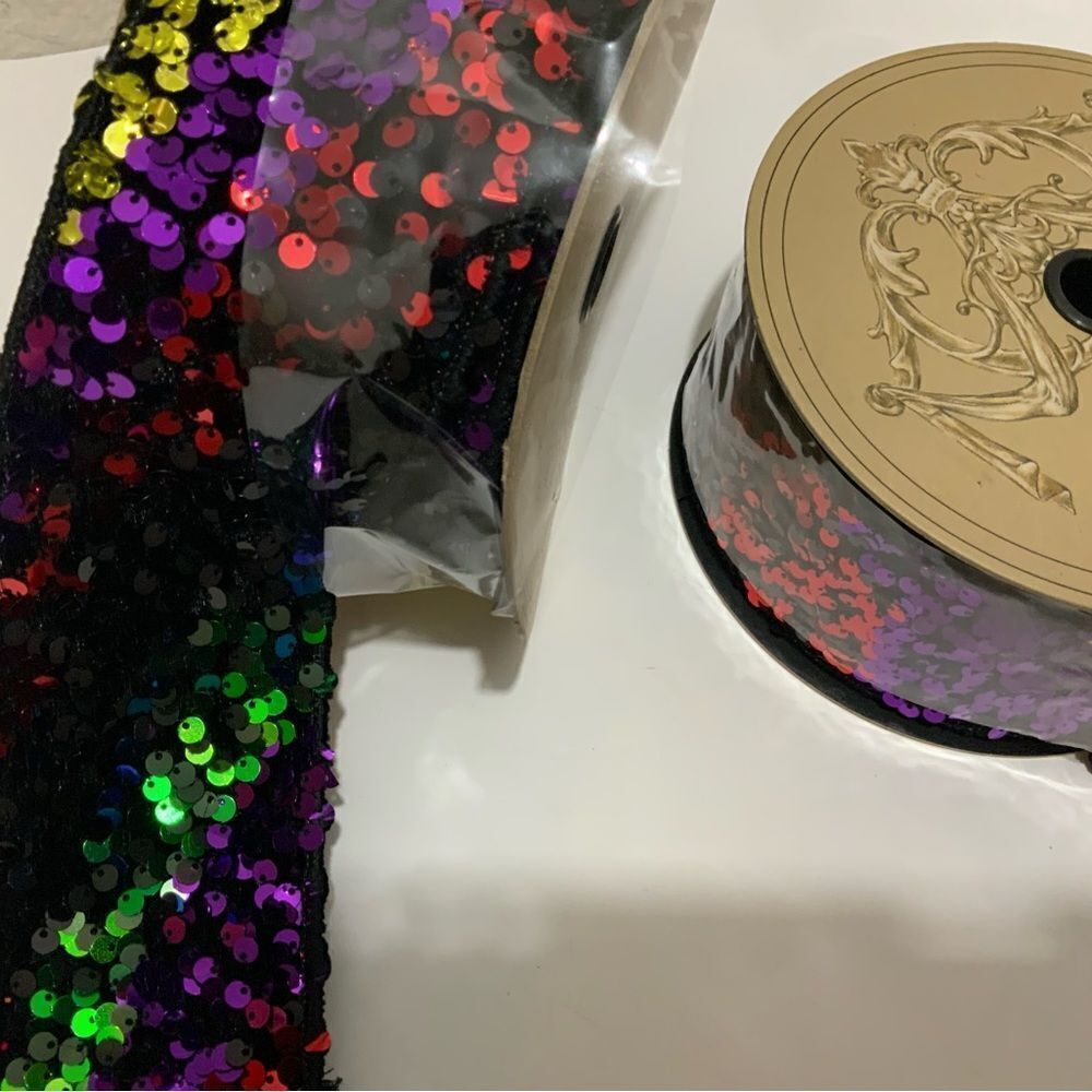 New 2 rolls D. Stevens Sequined Ribbon, 2.5"W x 10 Yards   Retail $188